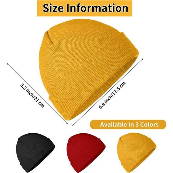 3 Pack Unisex Winter Skull Cap Beanies Knitted Cuff Hats for Men Women - Picture 3 of 7